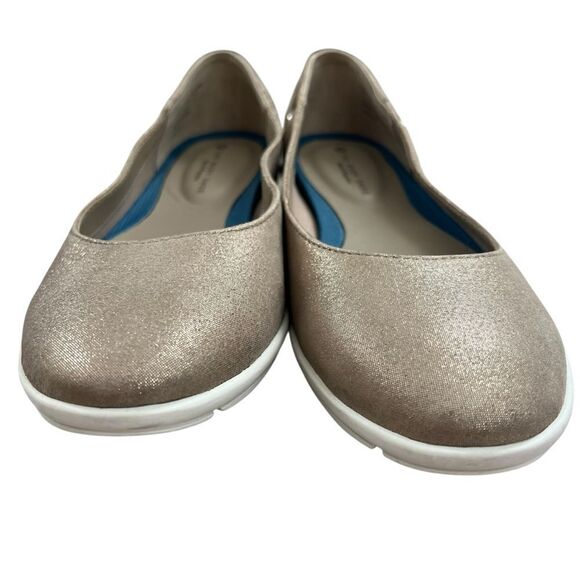 Hush Puppies The Body Shoe Ballet Flats Womens 7.5W Gold Shimmer Round Toe - Picture 3 of 9